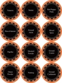 Matrice di 12 etichette per spezie impermeabili con design nero e arancione per cucina - 1 Foglio / Bordo Arancione Nomi di Erbe (Stile 3)