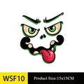 Détail d'un autocollant de visage de monstre avec spécifications de taille 15x15CM - Monstre à l'Œil Vert (WSF10)