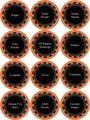 Set di etichette rotonde impermeabili per spezie con bordo arancione e testo chiaro - 1 Foglio / Bordo Arancione Nero Nomi di Erbe (Stile 4)