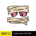 Détail de l'autocollant yeux de momie Halloween avec taille 15x15cm et réf WSF12 - Grands Yeux avec Bandage de Momie (WSF12)