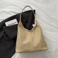Minimalist beige large capacity tote bag with matte texture for daily commuting - No Pendant / Khaki