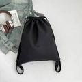 Mochila tipo saco minimalista negra en nailon mate con correas ajustables - Negro