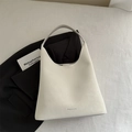 Sac fourre-tout minimaliste blanc crème mat pour femme avec une grande capacité - Blanc