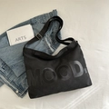Grand sac cabas en toile noire avec lettrage MOOD pour un usage quotidien tendance - Noir