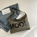 Sac à bandoulière en toile vert olive avec lettrage MOOD au style rétro décontracté - Vert
