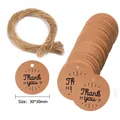 100 Pcs 30mm round kraft paper Thank You gift tags with free 20m jute twine cord - Handwritten Script Style (002款)
