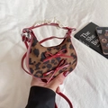 Mini bolso bandolera de leopardo con lazos rojos y asas de encaje estilo retro - Leopardo Rojo