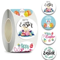 Ρολό αυτοκόλλητα Happy Easter με λαγουδάκια κινουμένων σχεδίων και πασχαλινά αυγά - Χρώμα Εικόνας * 1 Ίντσα - 25 Εκ.