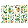 8 planches d'autocollants Saint-Patrick avec trèfles, leprechauns et motifs irlandais - Style de base