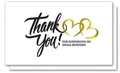 Close-up of white Thank You card with gold hearts for supporting small businesses - Small Business Support Style