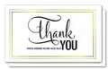 Front view of minimalist white Thank You card featuring a gold double-line border design - Double Gold Border Style