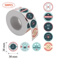Rol met 500 Valentijnsdag stickers van 38mm met retro ronde ontwerpen voor cadeauverpakking - Valentijnsdag Ronde Stickers