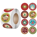 Roll of 8 assorted Christmas stickers featuring Santa, snowman and snowflake designs - Christmas Series Patterns (LG-210922-38-003)