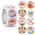Rolle mit runden Happy Thanksgiving Aufklebern mit Truthahn- und Kürbis-Designs - 1 Zoll-2,5CM / Kürbis Truthahn Collage Stil E / 500 Blatt/Rolle