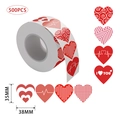 Rotolo da 500 adesivi a cuore rosso con motivi I Love You per regali di San Valentino - Diametro 3.8cm / Rosso