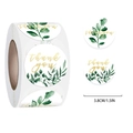 Rollo de pegatinas thank you de 3,8 cm con ramas verdes en acuarela para sellos y cajas - Color De La Imagen*15 Pulgadas-38 Cm