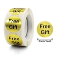 Rouleau d'autocollants dorés Free Gift de 2,5 cm avec texte noir et finition métal - Style A / 25mm