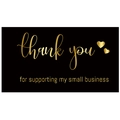 Detail of elegant black and gold thank you card for supporting my small business - Card 1 / Instruction Card