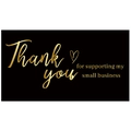 Detail of elegant black and gold Thank You card with heart motif for small business packing - Card 2 / Instruction Card