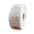 Rose gold foil thank you stickers roll for small business gift packaging and sealing - 25mm / Pink