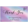 Close-up of holographic Thank You card with small heart and pastel gradient design - Handwritten Script Holographic Thank You Card (Style 3) / Card 50*90MM