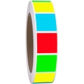 Rolle mit 25mm bunten quadratischen Aufklebern in Rot, Gelb, Blau und Grün für Etiketten - 500 Stück/Rolle (25*25mm) / Mehrfarbig