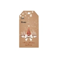 Bruin kraftpapier kerstlabel met rood en goud boomontwerp inclusief een jute touwtje - Kerstboom met gouden bel stijl