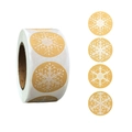 Rolle Kraftpapier-Weihnachtsaufkleber mit weißen Schneeflocken zur Geschenkversiegelung - Kraftpapier Weißer Text