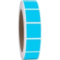 Primer plano de un rollo de etiquetas térmicas cuadradas de 25 mm azul brillante en papel - 500 Piezas/Rollo (25*25mm) / Azul
