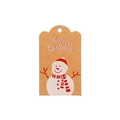 Etichetta regalo in carta kraft con motivo pupazzo di neve e scritta Merry Christmas - Pupazzo di Neve