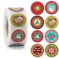 Rotolo di adesivi Buon Natale con 8 design festivi per decorazioni di regali natalizi - 25mm / Stile B