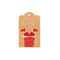 Etichetta natalizia in carta kraft con Babbo Natale nel camino e scritta Merry Christmas - Stile Babbo Natale nel Camino