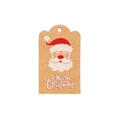 Etichetta regalo in carta kraft marrone con Babbo Natale e scritta Merry Christmas - Stile Teste di Babbo Natale