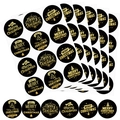Etichette adesive natalizie nere e oro per confezioni regalo e decorazioni per le feste - Stile con Stampa in Oro / Nero
