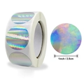 Roll of 1 inch round holographic laser silver stickers with iridescent finish labels - Round * 1 Inch - 2.5 Cm