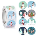 Rotoli di adesivi pupazzo di neve Merry Christmas con 8 disegni festivi per regali di Natale - Motivo Cartone Animato Invernale Blu Chiaro (Stile 10)