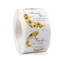 Roll of white circular sunflower Thank You stickers for small business packaging - 3.8cm Stickers 500 Stickers/roll
