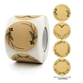 2 inch kraft paper botanical wreath labels with 4 floral designs in a convenient roll - Natural Leaves Style B (6092226905615) / 2 Inch / 5.0CM