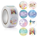 Rouleau de 8 autocollants de remerciement floraux et boissons pour sceller les cadeaux - Style d'Illustration Florale / Diamètre 25mm