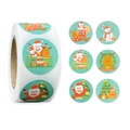 Detail of laser silver Christmas stickers with reindeer and Santa Claus illustrations - Blue Santa Claus