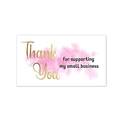 Pink watercolor floral Thank You card for small business packaging and shipping support - 50x90mm / Pink Watercolor Smudge Style (Card 1)