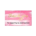 Pink floral thank you cards with artistic brush strokes and elegant gold lettering - 50x90mm / Pink and White Artistic Brushstroke Style (Card 2)