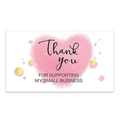 Pink heart Thank You card for small business with gold foil accents and watercolor art - Watercolor Heart Style