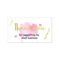 Pink watercolor marble thank you card for supporting my small business owners - 50x90mm / Marble Texture Pink Heart Style (Card 3)