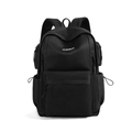Vorderansicht schwarzer, strapazierfähiger Nylon-Rucksack mit vielen Reißverschlusstaschen - Schwarz