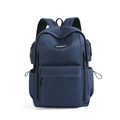 Detail eines dunkelblauen Multifunktionsrucksacks mit verstärkten Gurten und Seitentaschen - Blau