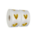 Two rolls of gold foil heart transparent stickers for gift envelopes and packaging - 2.5cm / Clear