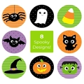 Set di 8 simpatici adesivi di Halloween con zucca, fantasma e pipistrello - 3.8CM