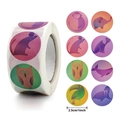 2,5 cm bunte Tier-Farbverlauf-Aufkleberrolle mit acht verschiedenen Cartoon-Tiermotiven - Bunter Tierstil mit Farbverlauf