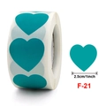 Rollo de pegatinas de corazón verde azulado 2,5 cm etiquetas para San Valentín - Corazón Cerceta (F-21)